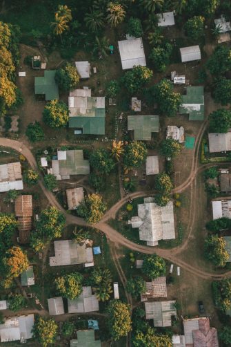 Arial view of a village in Asia