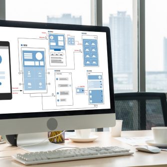 UX UI design process for modish mobile application and website . Creative prototype of wireframe for professional app developer .