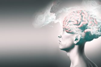 Illustration of a person with brain fog concept of long COVID