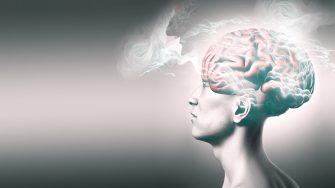 Illustration of a person with brain fog concept of long COVID