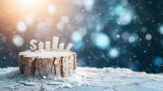 Crumbling interest rate symbol on a cracked pedestal, financial market challenges