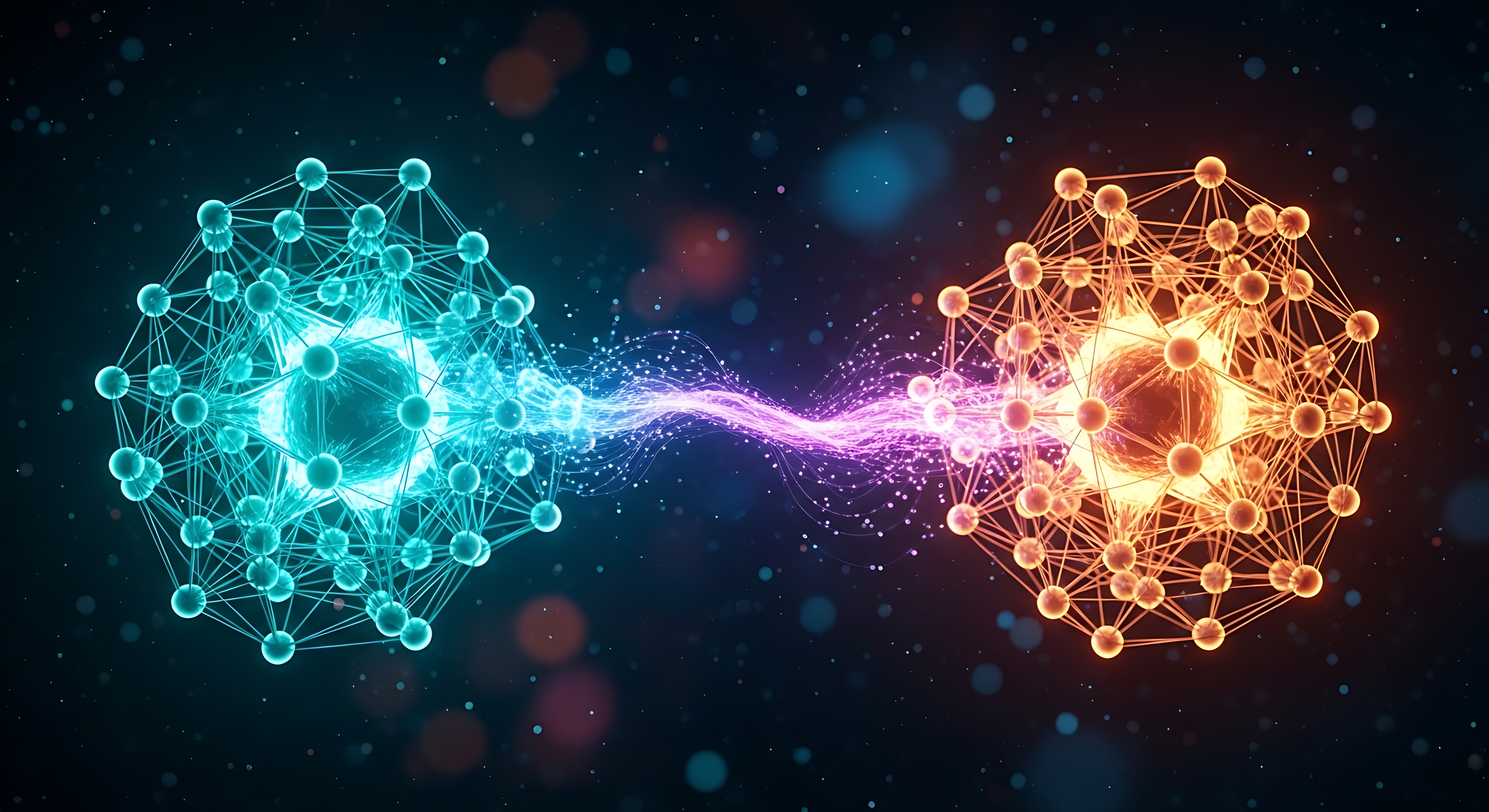 Two entangled particles remain linked regardless of the distance between them: measuring one instantly affects the other. 
