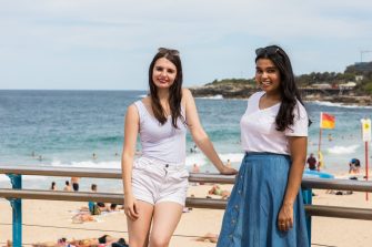 Students socialising at Coogee beach