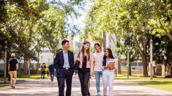 Students on walkway at UNSW Kensington
