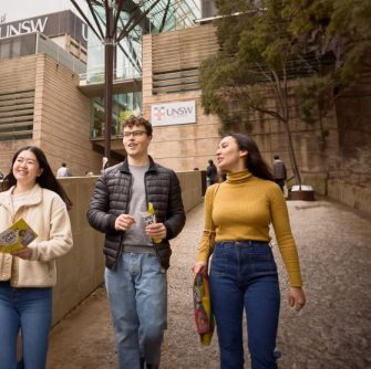 Photo of prospective UNSW students strolling the campus during Open Day