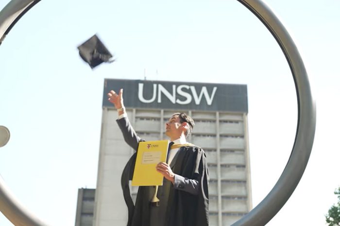 UNSW Sydney graduate celebrating on campus