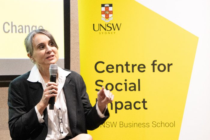 The Hon. Dr Sarah Kaine MLC, Member of the NSW Legislative Council and Chair of the Standing Committee on Social Issues, speaking at the CSI UNSW Social Impact Exchange.