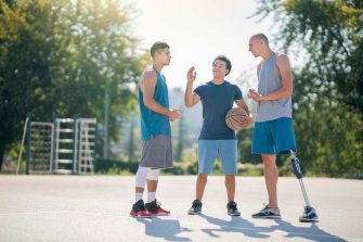 Basketball team in training