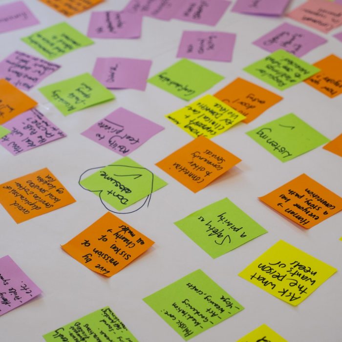 Colourful post it notes with writing on