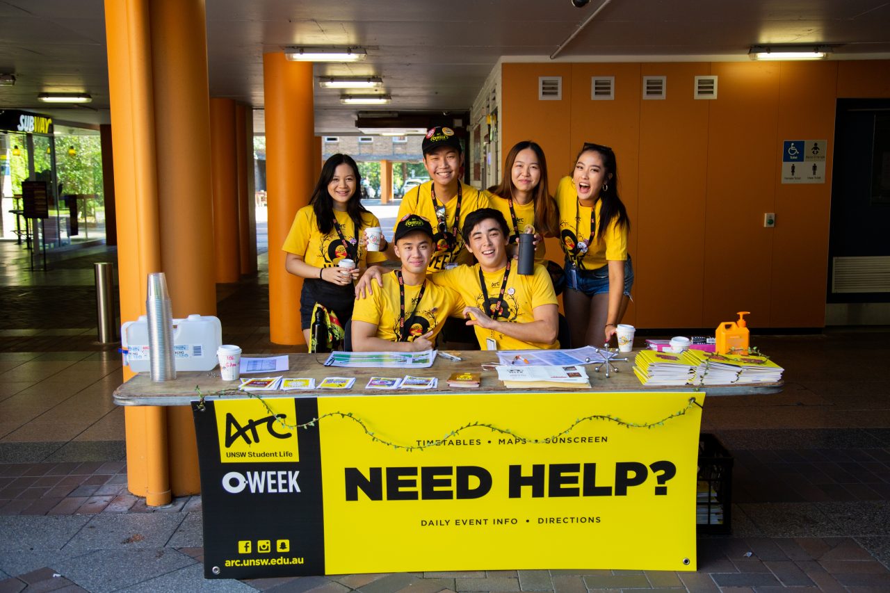 Students volunteer at the Arc booth during O-week