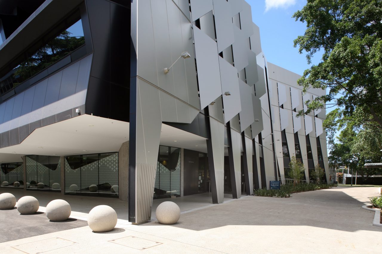 Exterior shot of the Law and Justice Building, Kensington, UNSW.