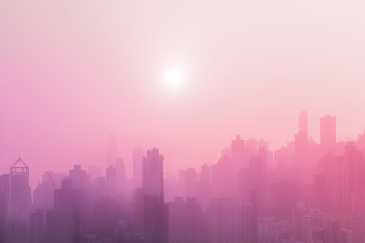 City skyline and urban heat haze