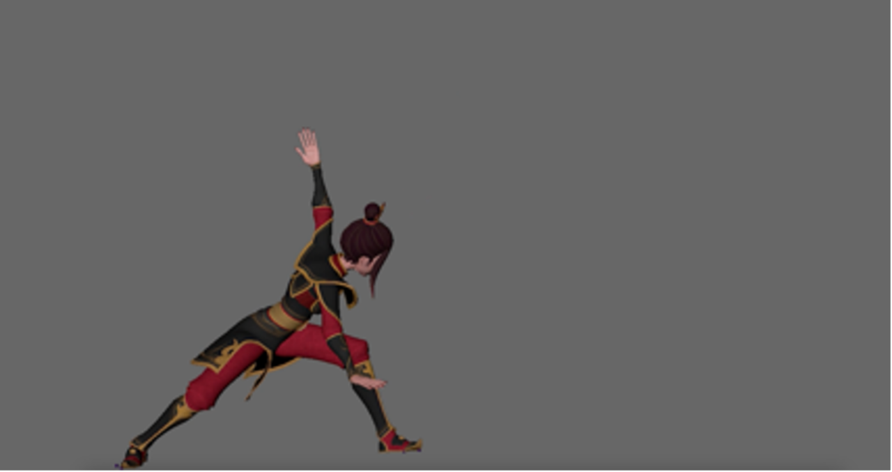 Frame from Azula Practicing Kata animation by Bachelor of Computer Science / Media Arts student Chloe Wong