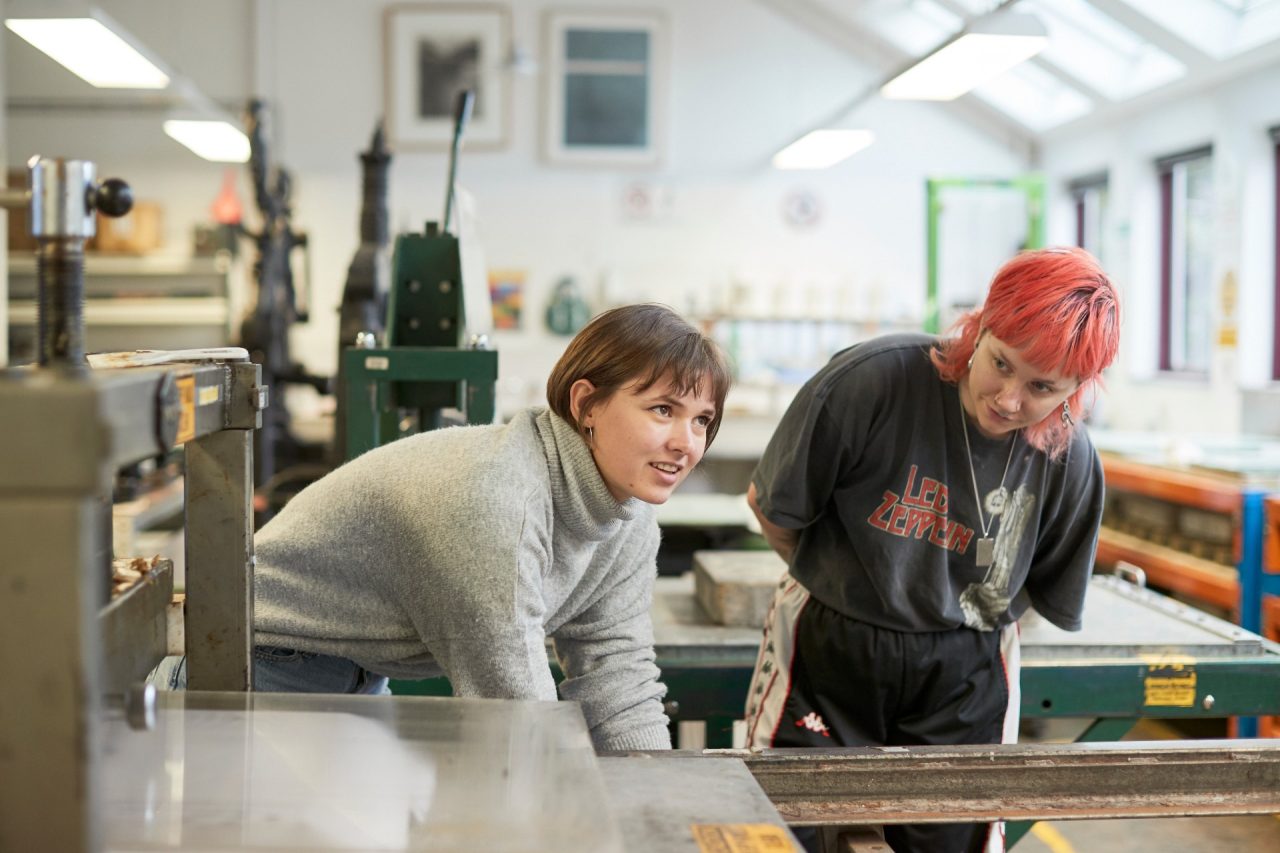 Students in Print Making class