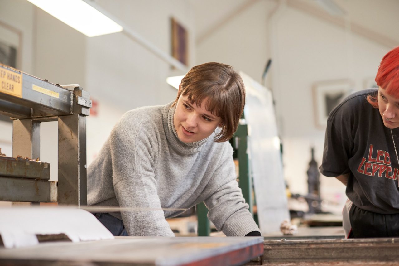 Students in Print Making class