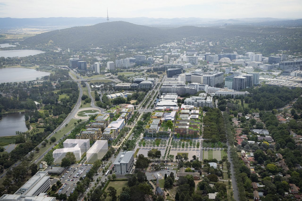 Aerial photo of the UNSW Canberra City Master Plan