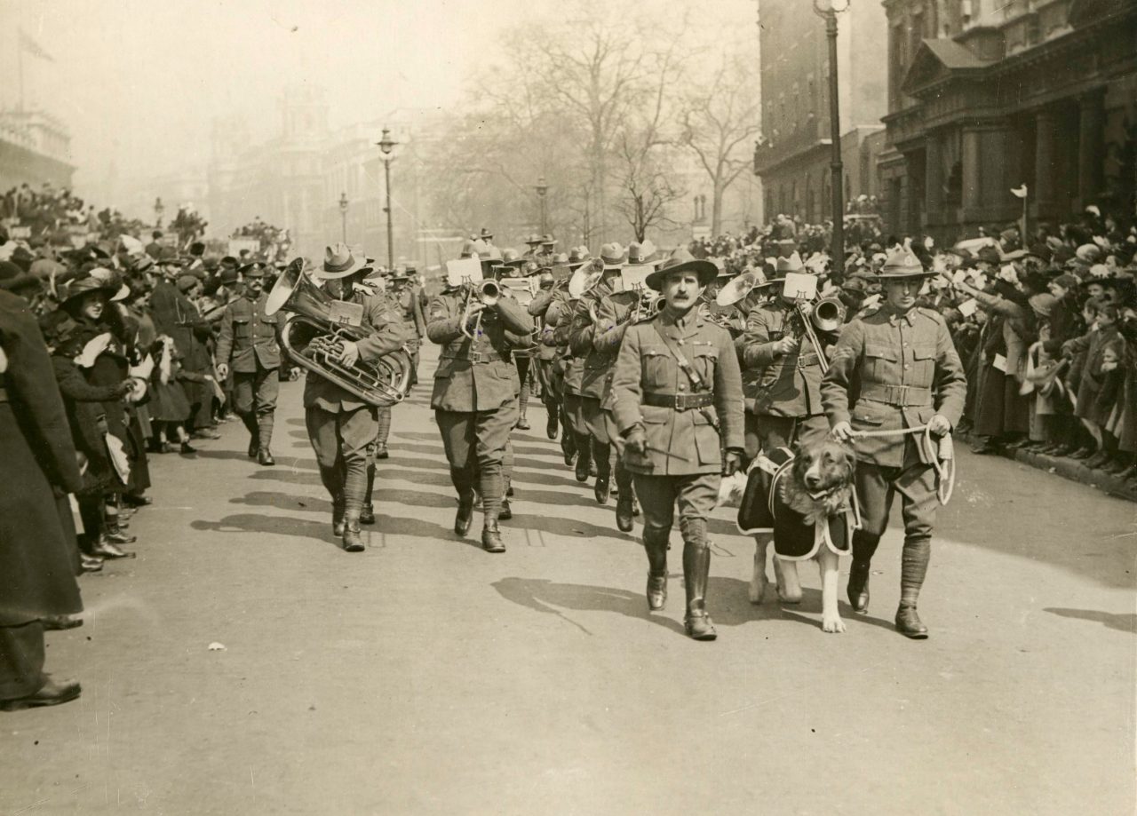 Old photo of war parade