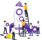 Illustration of rocket ship being built at UNSW UNOVA 