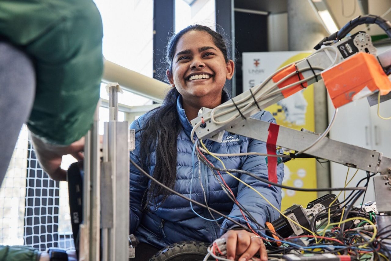 Computer science student robotics smile