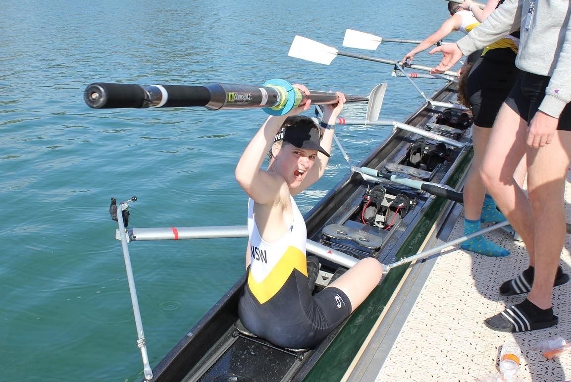 Woman smiling after rowing