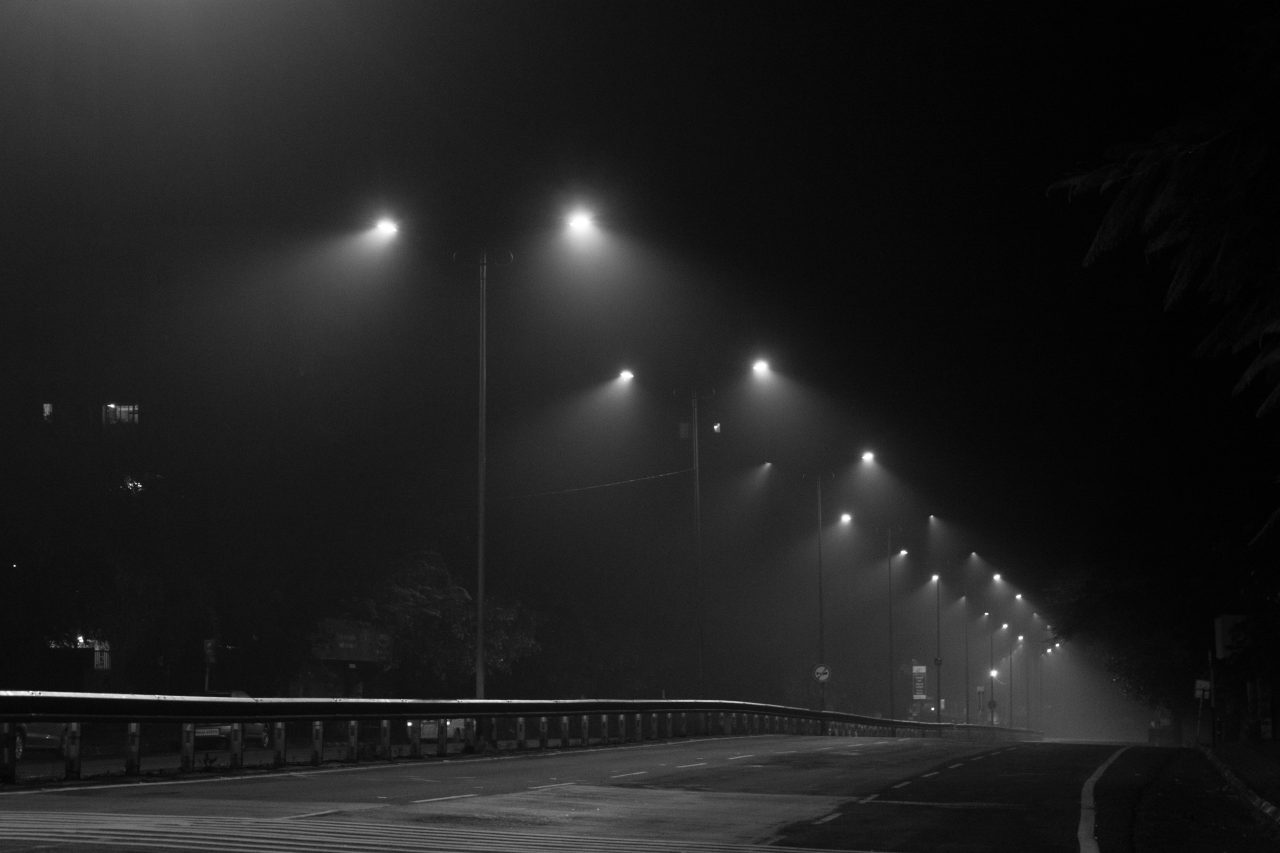 Road lights at night