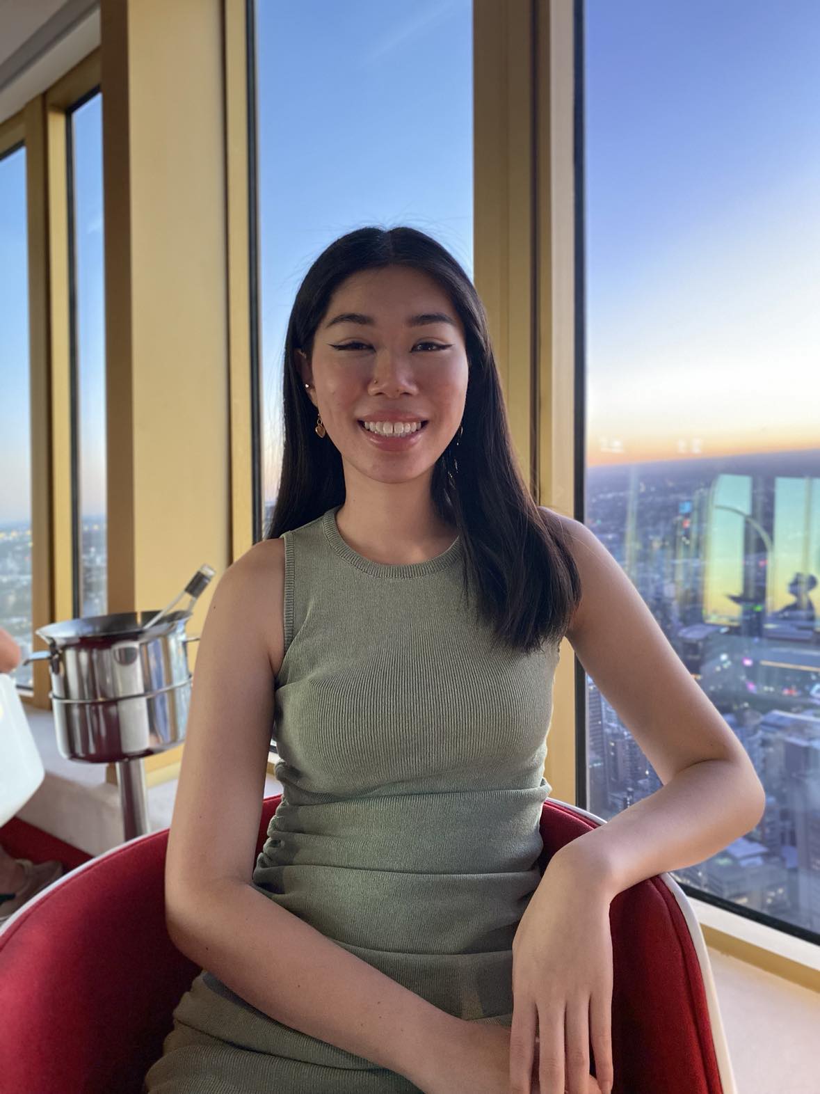 Woman sitting in fancy dress