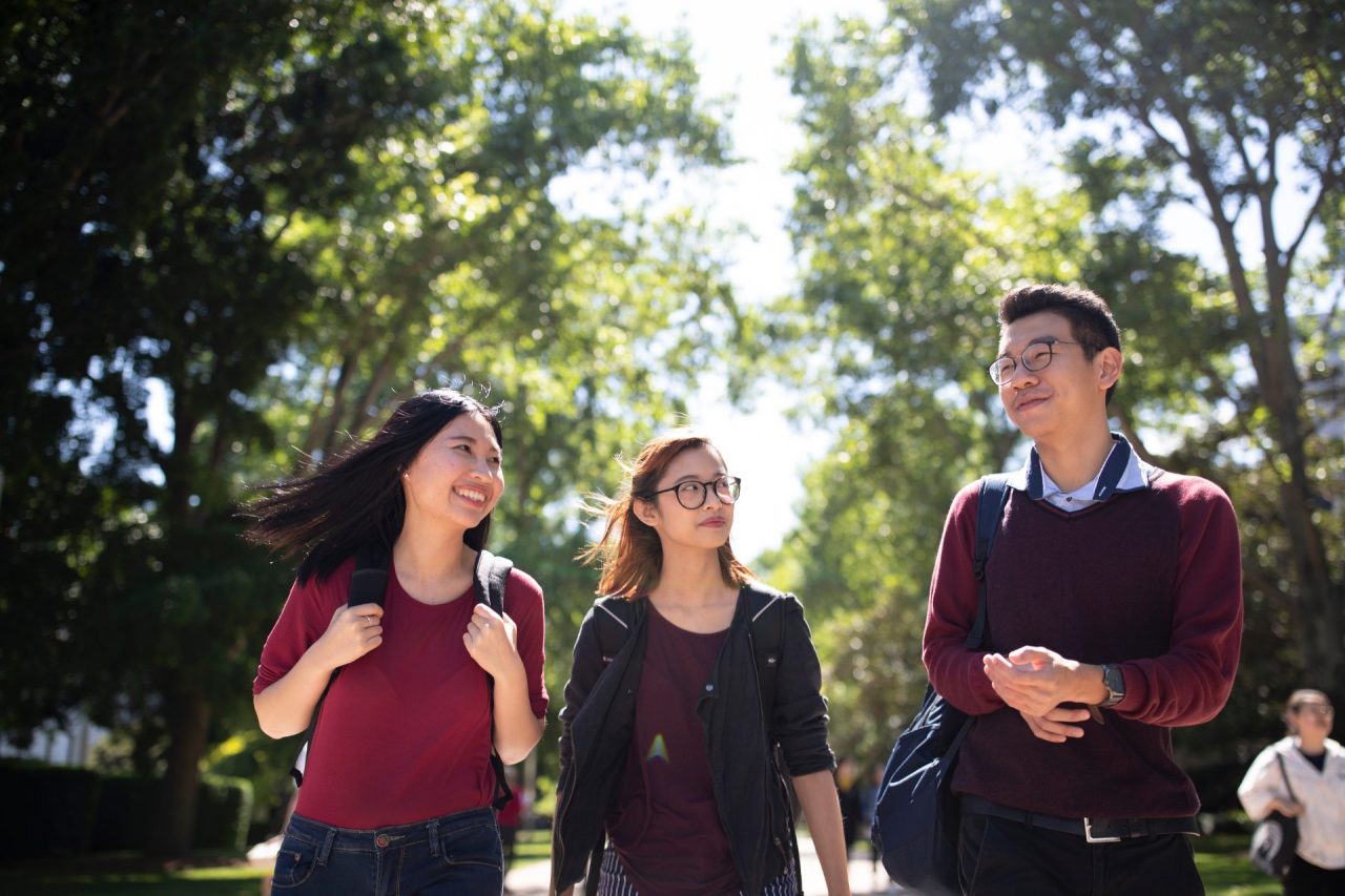 Group of students on campus grounds