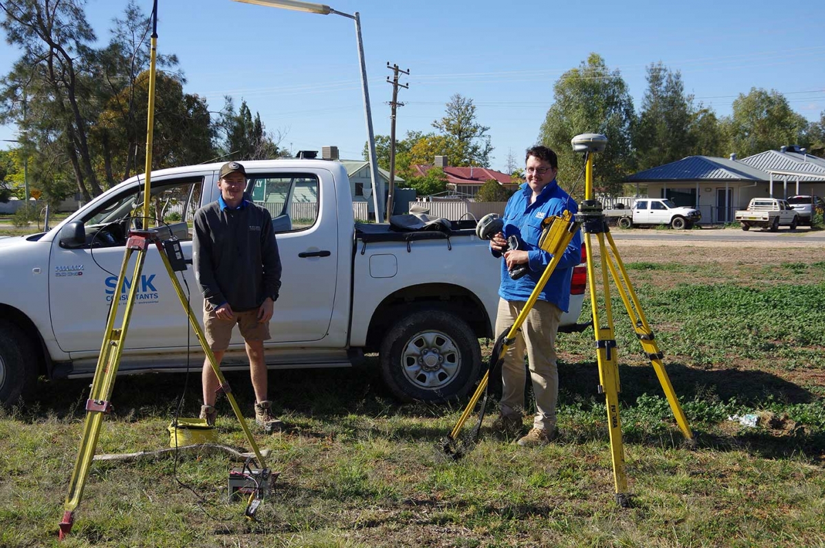 SMK Surveyors undertook the survey of the Walgett Aboriginal Medical Service Community Garden so that the ground can be prepared for appropriate placement of the new water efficient garden beds. Credit: Dharriwaa Elders Group