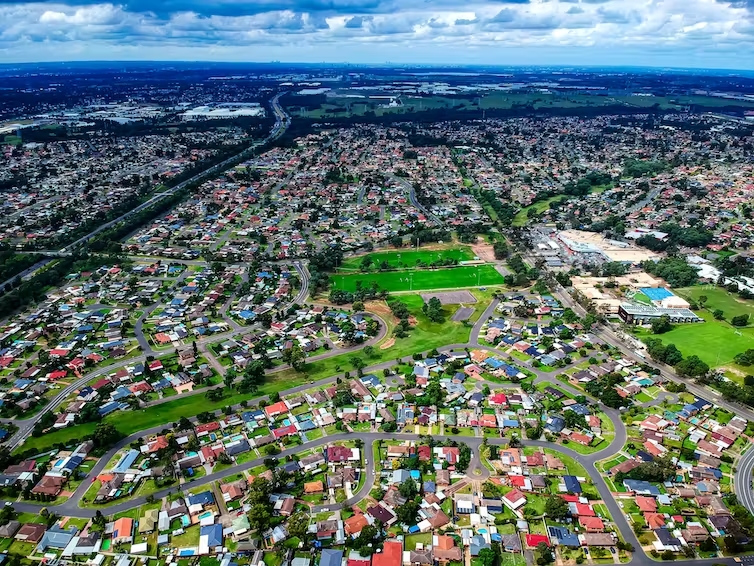 aerial view of suburbs