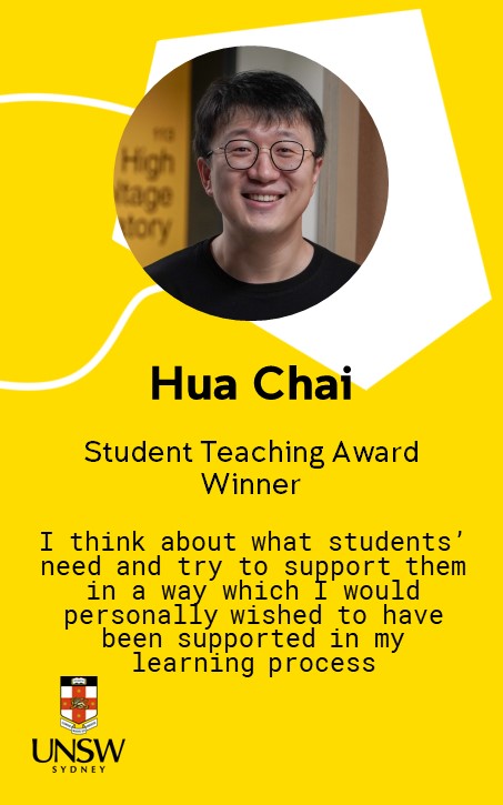Hua Chai, student teaching awards winner
