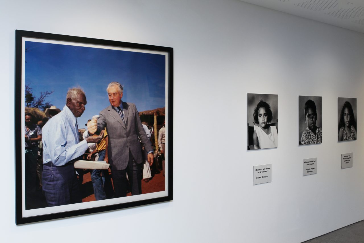 Photo of Gough Whitlam and Vincent Lingiari on display