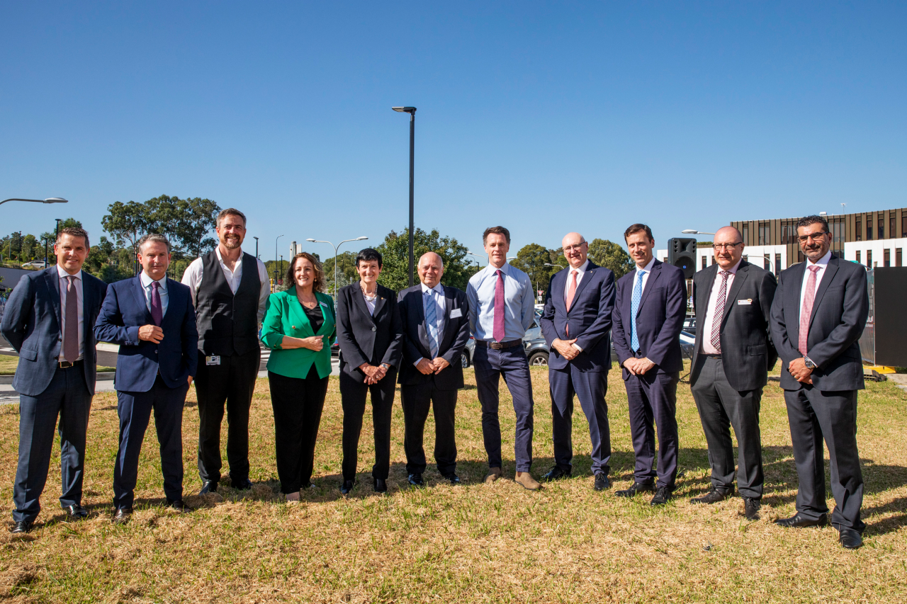 Project partners pose with NSW Premier Chris Minns to mark the start of construction
