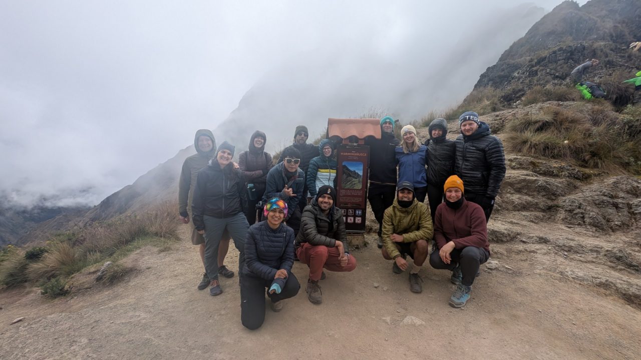 In May 2025, Susanne (first on the right, front row) conquered Warmiwañusqa (Dead Woman’s Pass) – 4,215m, mist, and miles of memories on the Inca Trail, combining her interests in hiking, travelling, and cultures. 