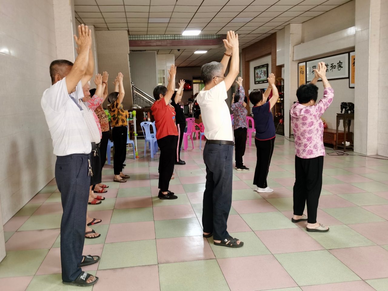 Older adults in rural China participated in the monthly group exercise classes.
