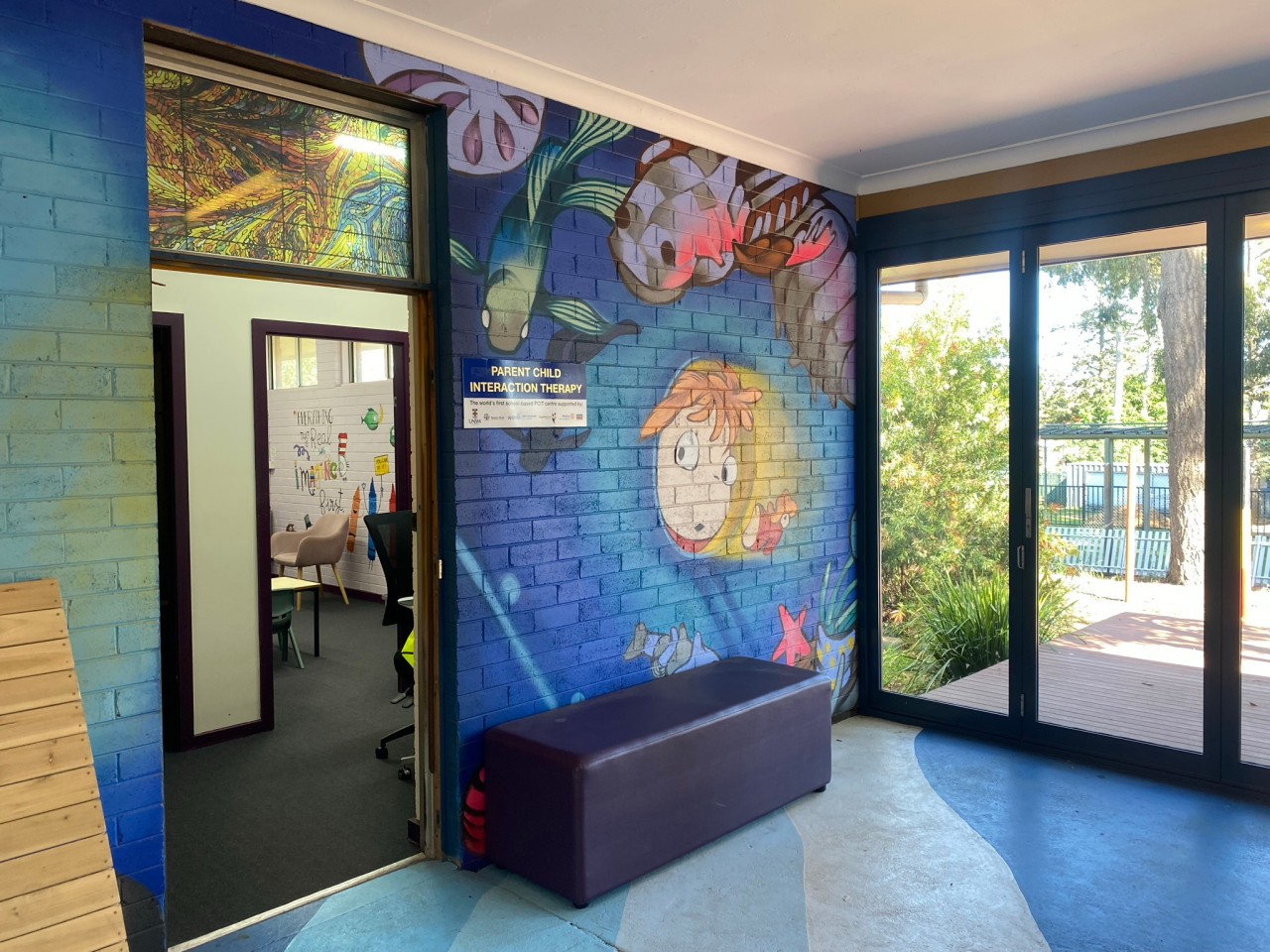 Bright walls of the Parent-Child Interactive Therapy clinic at Ingleburn Public School