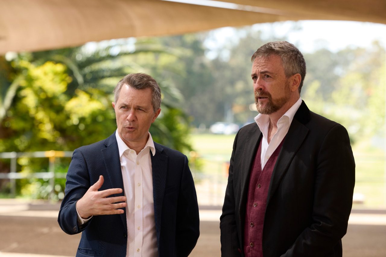 Education Minister Jason Clare and UNSW Vice-Chancellor and President Professor Attila Brungs at Plumpton High School