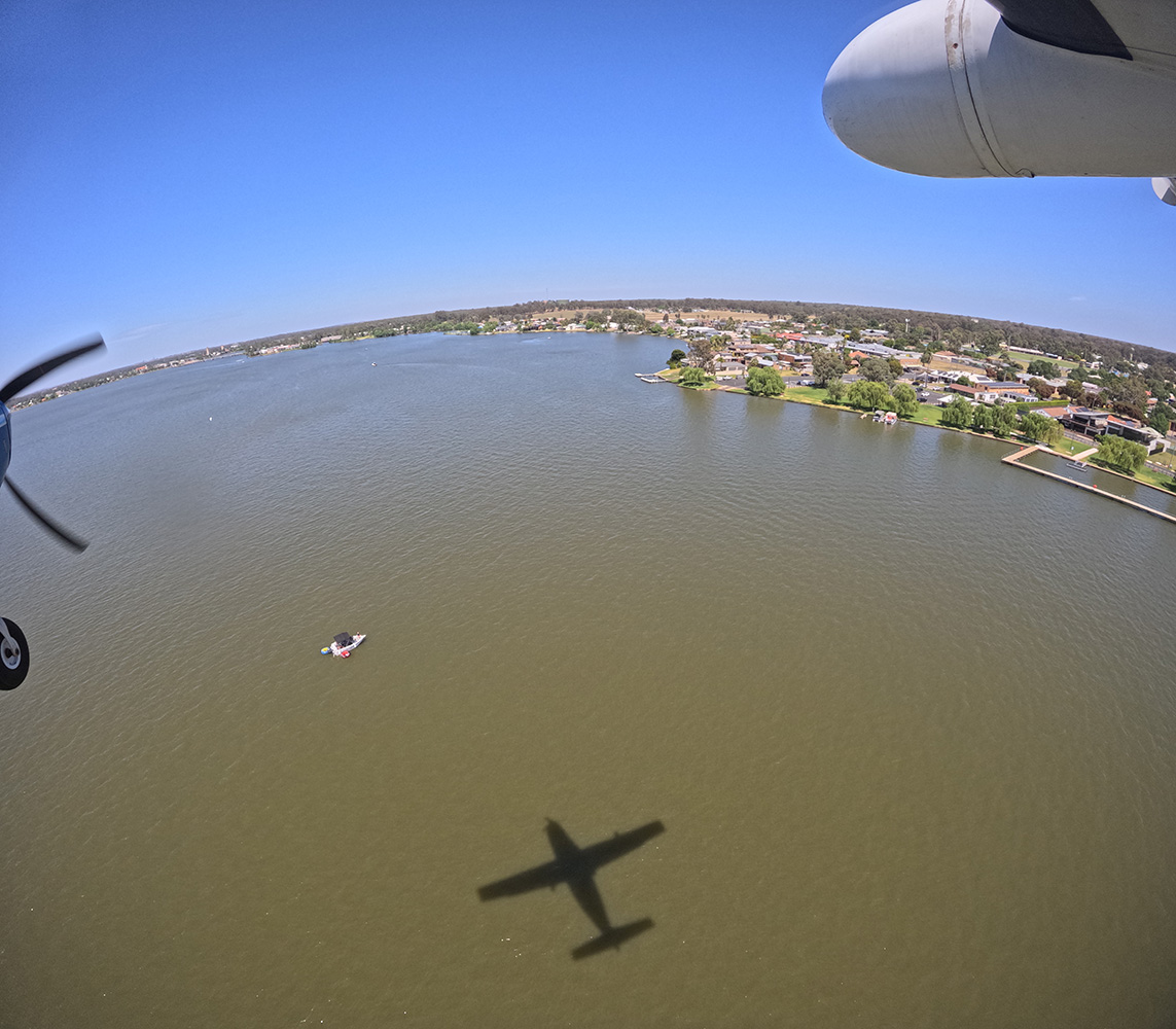 landscape with lake from light aircraft