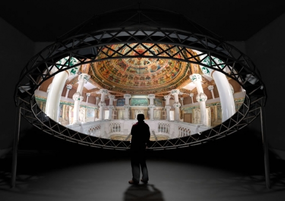 Projection of the inside of a dome inside a dome screen.