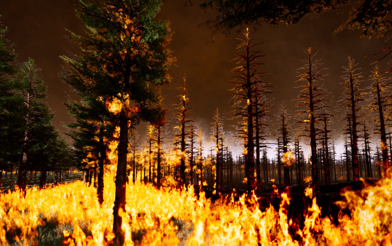 Computer generated image of a forest fire