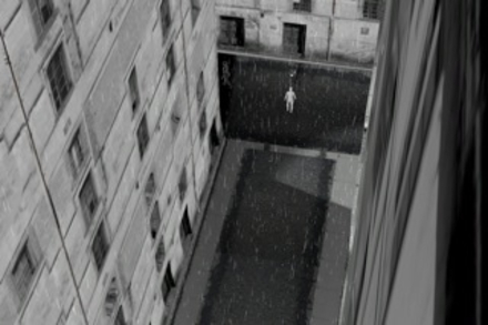 Screenshot from Scenario of a human on a street, next to a building.