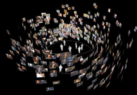 A concept image featuring 360 degrees of TC show stills and people viewing in the centre.