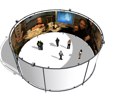 Installation model, showing a 360 degree view of the film.