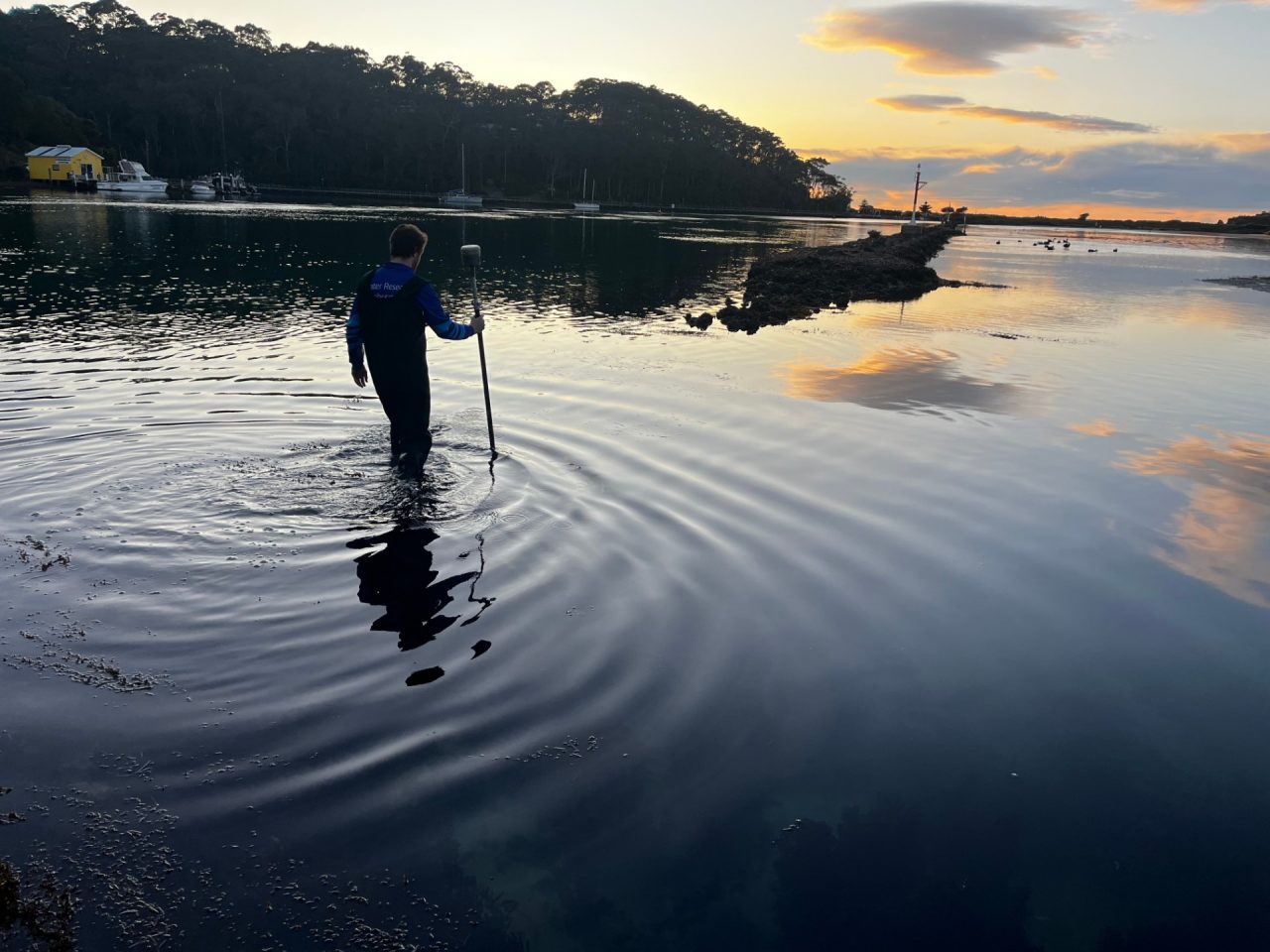 Field surveying in Wagonga Inlet