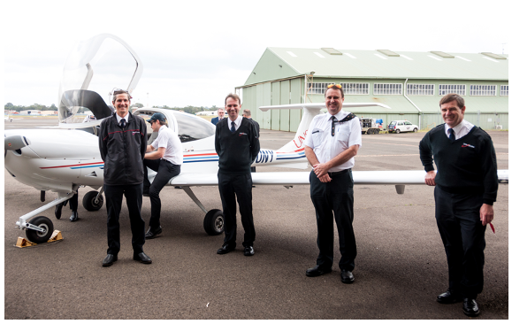 (L) to (R) Mr Michael De Manincor (Training & Checking), Mr Rodney Hyde (HOO),                                     Mr Malcolm Good (DFO), Mr Peter Arnold (HAAMC) receiving DA40s UNQ and UNY October 2020