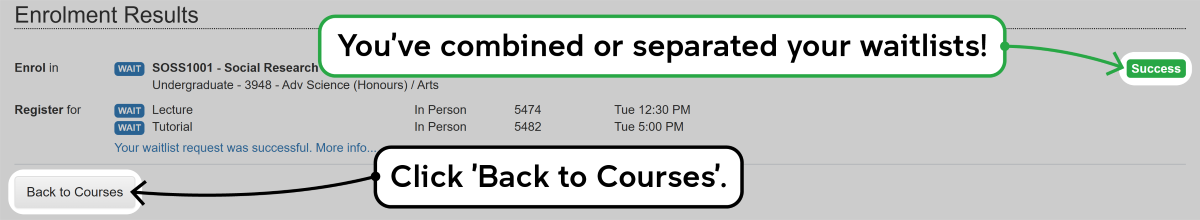 Screenshot of the enrolment waitlisting process in myUNSW as described