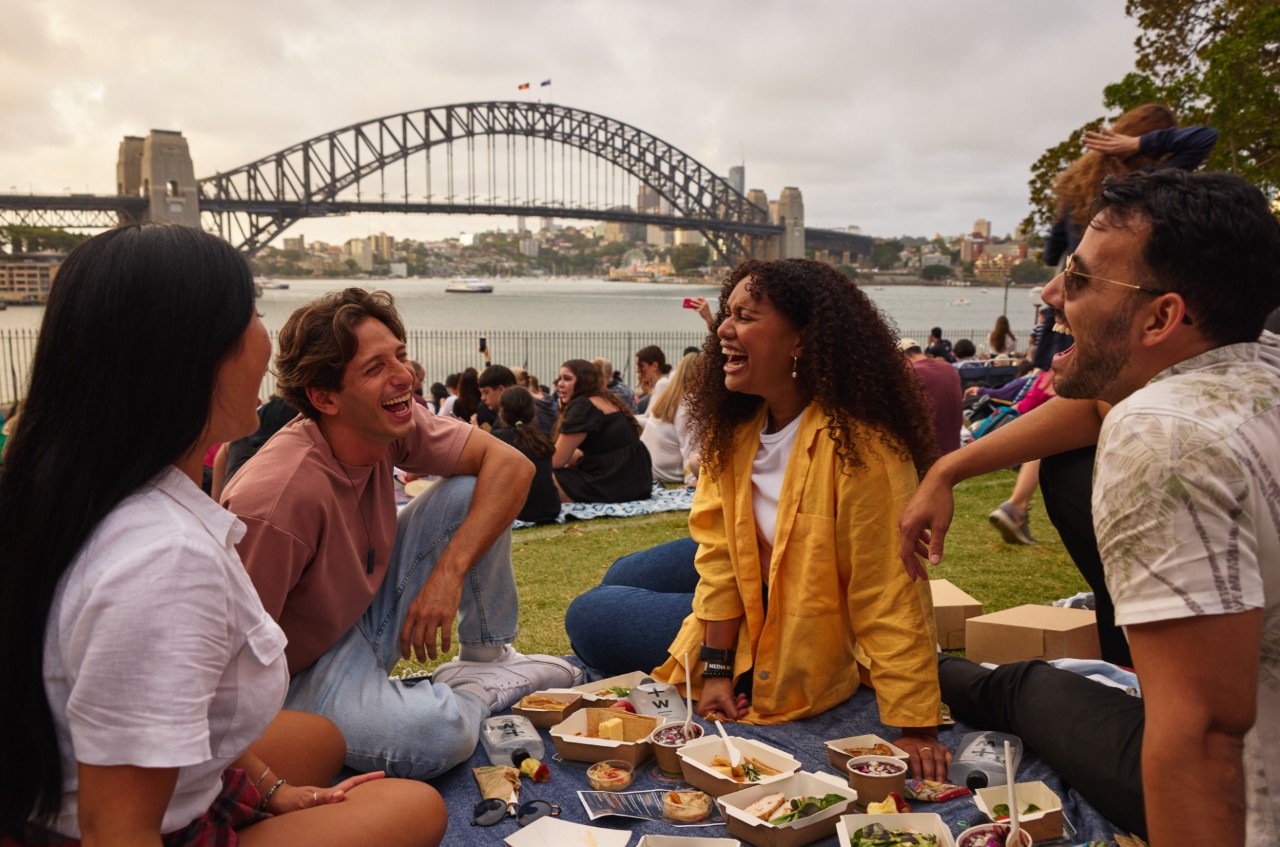 Students talking and laughing at UNSW.